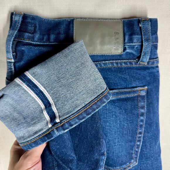 S.M.N Denim The Finn Tapered Slim Jeans Men's 32 Japanese Selvedge USA Dark Blue - Picture 3 of 15